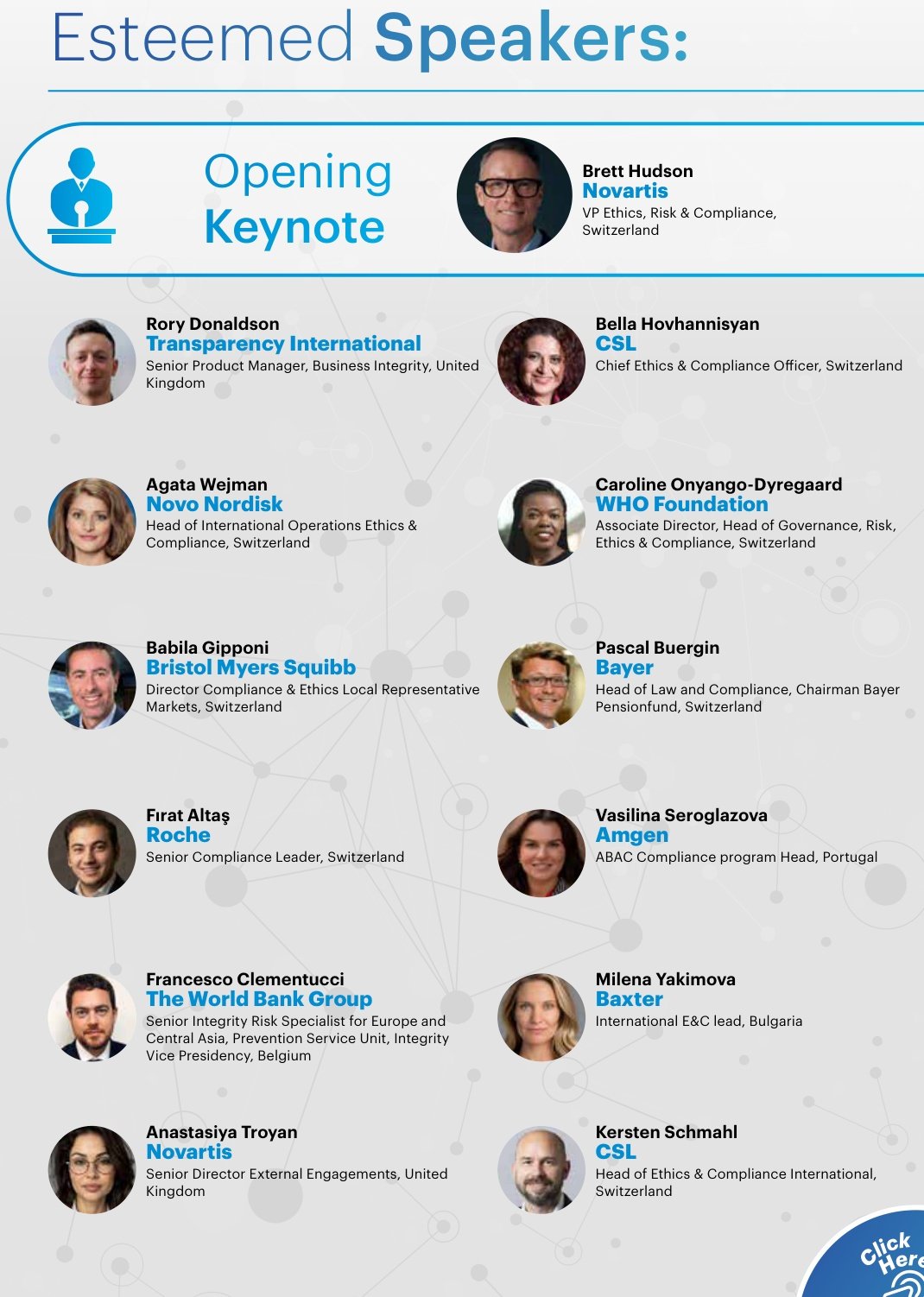 Esteemed Keynote Speakers and Compliance Leaders Zurich 2026