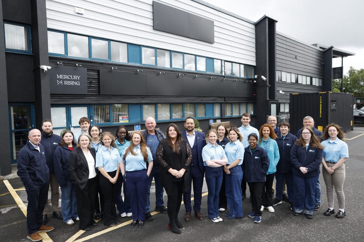 The Dunbar Pharma team standing outside the company's manufacturing building in Monksland, Athlone