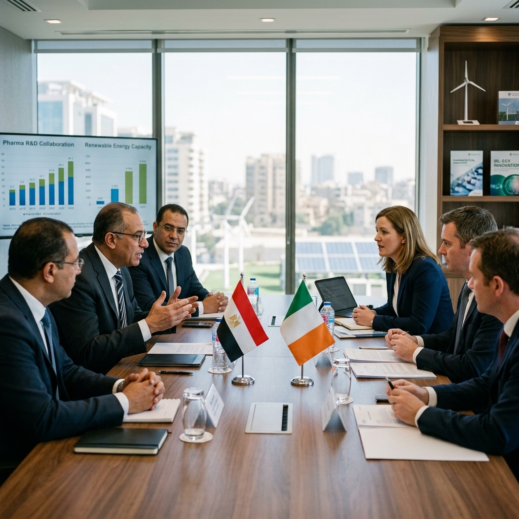 Egypt, Ireland Explore Industrial Cooperation in Pharmaceuticals, Renewable Energy, and Advanced Technologies