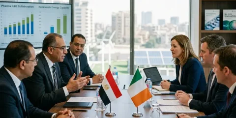 Egypt, Ireland Explore Industrial Cooperation in Pharmaceuticals, Renewable Energy, and Advanced Technologies