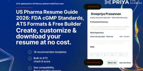 US Pharma Resume Guide 2026: FDA cGMP Standards, ATS Formats & Free Builder